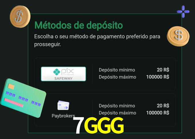 O cassino 7GGG oferece uma grande variedade de métodos de pagamento